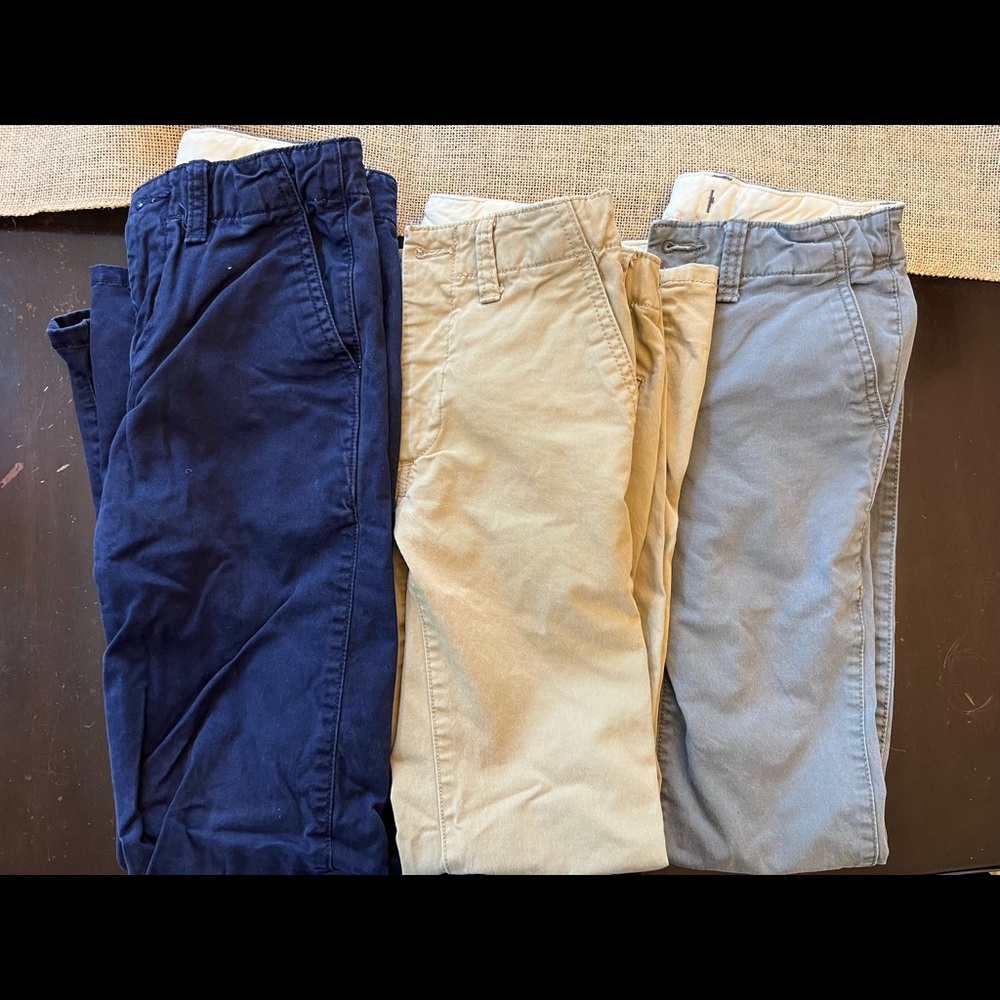 3 x pairs of boys Gap chinos. Size 12 slim. Colors - Navy, gray and tan.